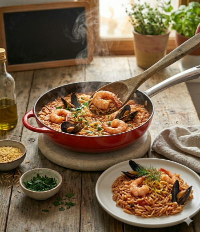 ΘΑΛΑΣΣΙΝΟ ΚΡΙΘΑΡΟΤΟ ΜΕ ΆΡΩΜΑ ΟΎΖΟΥ & ΦΡΕΣΚΑ ΜΥΡΩΔΙΚΑ 