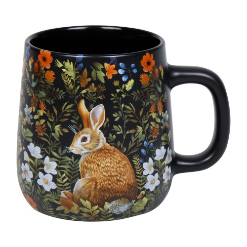 Konitz Κούπα 395ml Μαύρη Λαγός Forest Wildlife Animals - Πορσελάνη