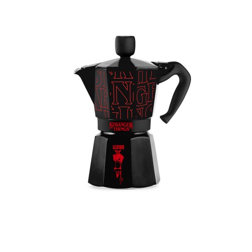 Bialetti Καφετιέρα 6 Φλιτζανιών Moka Express Stranger Things Μαύρη Αλουμινίου
