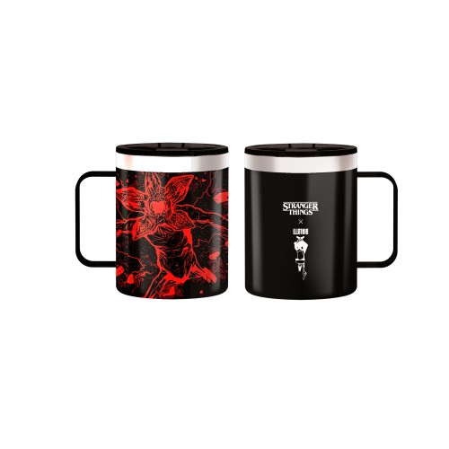 Bialetti Κούπα Ισοθερμική 420ml Με Λαβή Stranger Things Μαύρη - Ανοξείδωτη