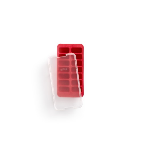 Lékué Παγοθήκη Για Παραλ/μα Παγάκια Με Καπάκι/Δισκάκι Κόκκινη