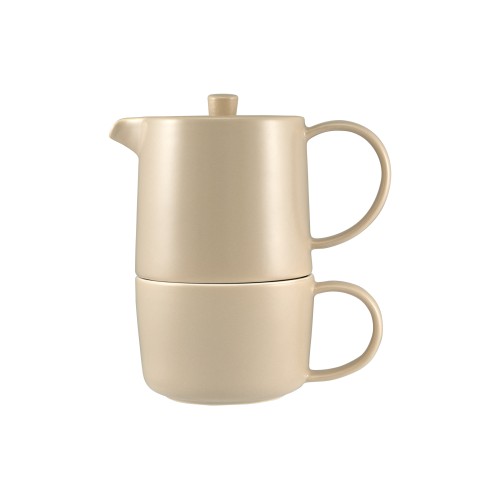 Maxwell & Williams Φλιτζάνι με Τσαγιέρα 450ml Sand Tea For One Cafe Life Σε Συσκευασία Δώρου-Πορσελάνη