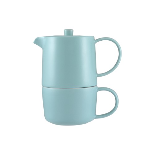 Maxwell & Williams Φλιτζάνι με Τσαγιέρα 450ml Γαλάζια Cloud Tea For One Cafe Life Σε Συσκευασία Δώρου-Πορσελάνη