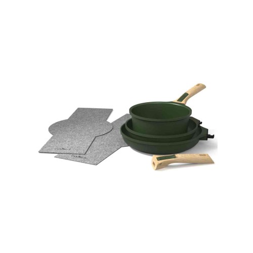 Cookut Σετ 3 Σκεύη με Αποσπώμενες Λαβές Fern Πράσινο Με Κεραμική με Αντικολλητική Επίστρωση