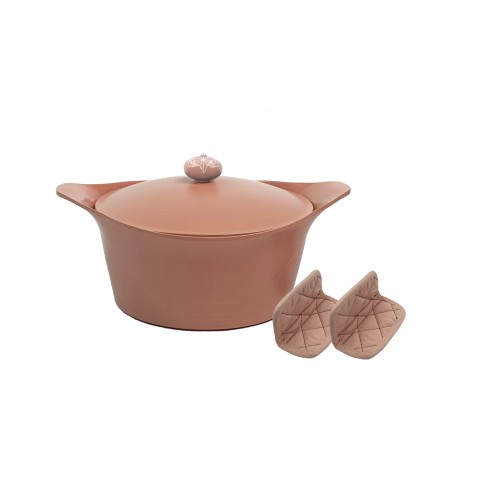 Cookut Χύτρα Cocotte 24cm -4,5lt Ροζ Marshmallow-Αντικολλητική