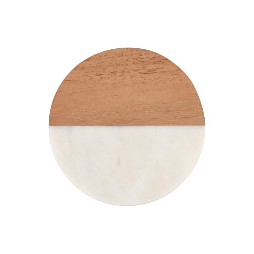 Maxwell & Williams Σουβέρ 10cm Στρογγυλό Λευκό Collective - Μαρμάρινο /Ξύλο Ακακίας