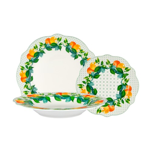 Casa Domani Σερβίτσιο 12 Τεμαχίων Πράσινο Jardino Scallop Σε Συσκευασία Δώρου - Πορσελάνη