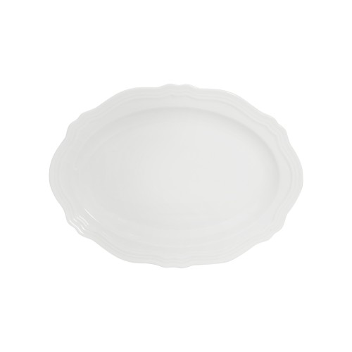 Casa Domani Πιατέλα Οβάλ 23x17cm Λευκή Rim Florence Scallop - Πορσελάνη