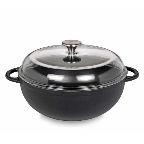 Kuchenprofi Πλακερό Μαντεμένιο Μαύρο με Γυάλινο Καπάκι Provence 28cm - 5Lt