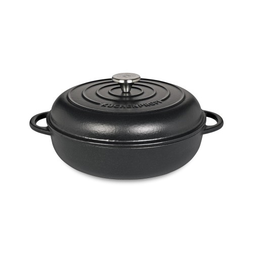 Kuchenprofi Μαντεμένιο Πλακερό Μαύρο με Πομπέ Καπάκι Provence 3,9Lt - 28cm