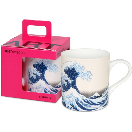 Konitz Κούπα 400ml Λευκή Fine Art - The great Wave Λευκή Πορσελάνη Σε Συσκευασία Δώρου