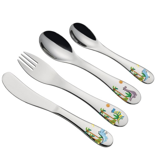 Cilio Μαχαιροπίρουνα Παιδικά Ανοξείδωτα Dino Σετ 4 Τεμαχίων