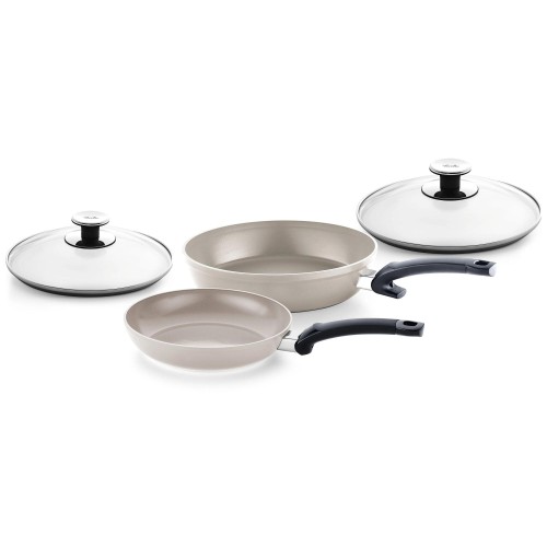 Fissler Τηγάνια Ceratal® Comfort 28cm & Classic 24cm Αντικολλητικά με Γυάλινα Καπάκια-Σετ 4 Τεμαχίων