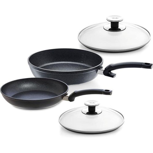 Fissler Τηγάνια Adamant® Comfort 28cm & Adamant Classic 24cm Αντικολλητικά με Γυάλινα Καπάκια-Σετ 2 Τεμαχίων