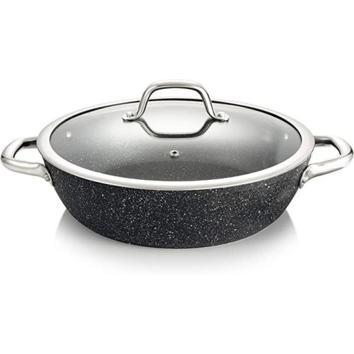 Tescoma President Stone Πλακερό 28cm Ανθρακί Με Γυάλινο Καπάκι - Αντικολλητικό/Αλουμίνιο