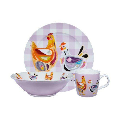 Maxwell & Williams Σερβίτσιο 3 Τεμαχίων Μωβ Pete Cromer Barn Friends Κοτούλες - Πορσελάνη