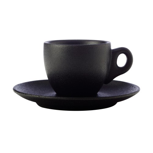 Maxwell & Williams Caviar Φλιτζάνι 100ml & Πιατάκι Μαύρο Πορσελανη