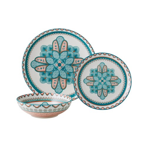 Casa Domani Σερβίτσιο 12 Τεμαχίων Γαλάζιο/Τερακότα Pelagie Πορσελάνη - Σε Συσκευασία Δώρου