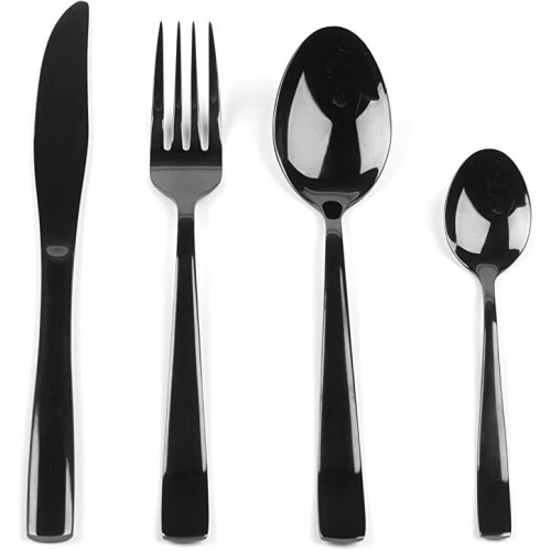 Salter Σετ16 Τεμαχίων Μαχαιροπίρουνα Ανοξ. 18/0 με Μαύρη Λαβή Noir Silver