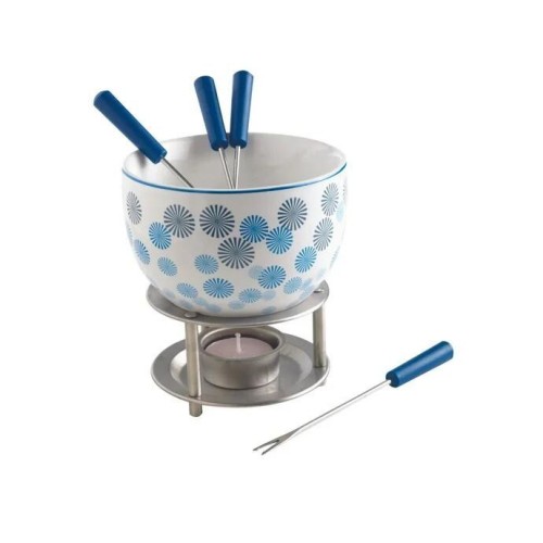Mastrad Φοντύ Σοκολάτας Μπλέ Κεραμικό 400ml με 4 Ανοξείδωτα Πιρουνάκια