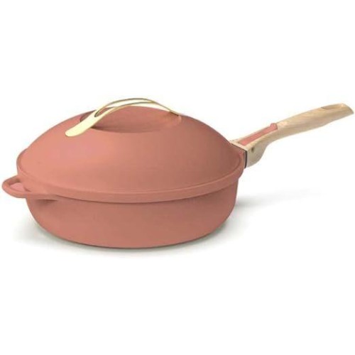 Cookut Fabulous Τηγάνι 28cm Αντικολλητικό 4,5Lt Με Καπάκι & 8 Χρήσεις Peony Ροζ