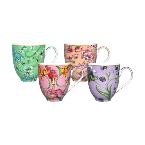 Maxwell & Wiliiams Κούπες 300ml Πολύχρωμες με Σχέδια Estelle Michaelides Mystique Σε Συσκευασία Δώρου Σετ 4 Τεμαχίων - Πορσελάνη