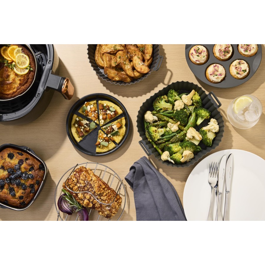 Maxwell & Williams Φόρμα Σιλικόνης Στρογγυλή 19,5 x4,5cm για Air Fryer Ανθρακί BakerMaker