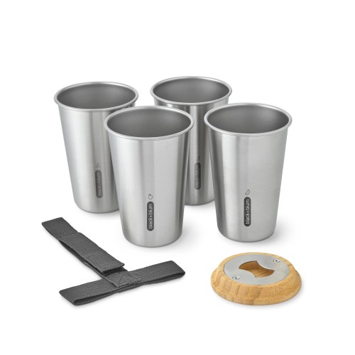 Black & Blum Ποτήρια 500ml Ανοξείδωτα Grey PicNic Σετ 4 Τεμαχίων