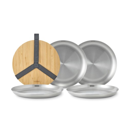 Black & Blum Πιάτα 25,6cm Ανοξείδωτα Grey PicNic Σετ 4 Τεμαχίων